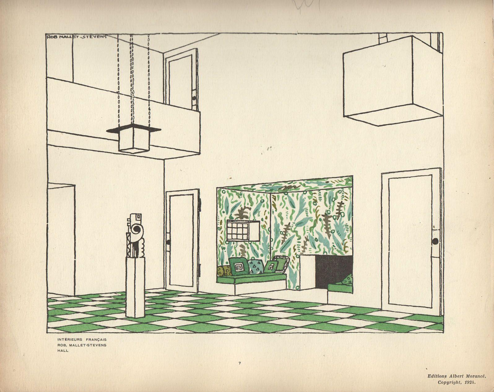 Artwork: Illustration of a hall designed by Robert Mallet-Stevens, in Intérieurs français by Jean Badovici