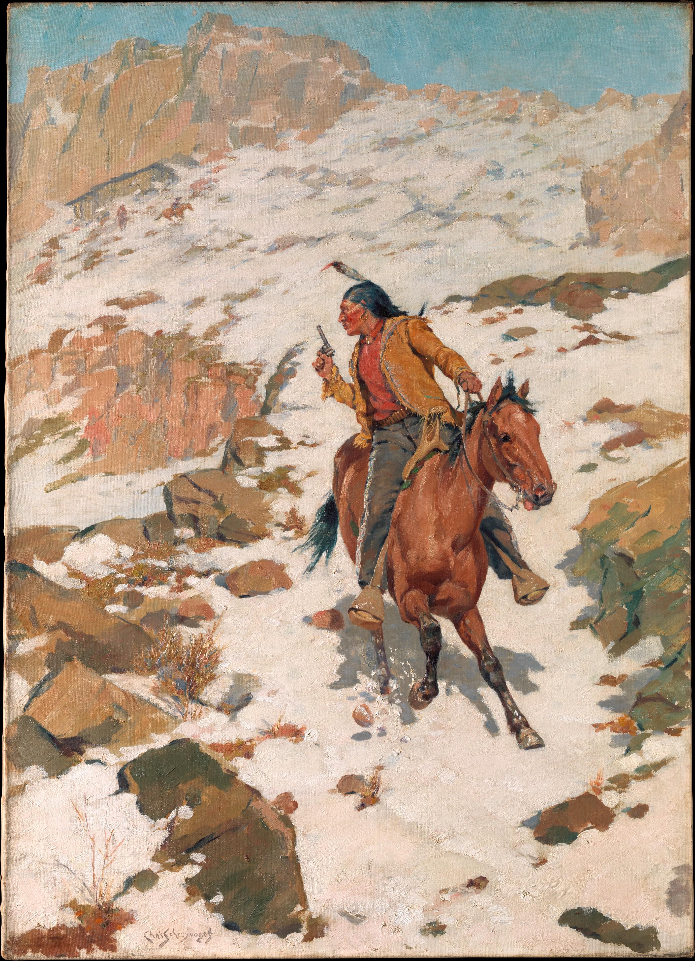 Artwork: In Hot Pursuit by Charles Schreyvogel